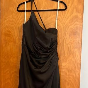 Black one shoulder dress from David’s bridal.